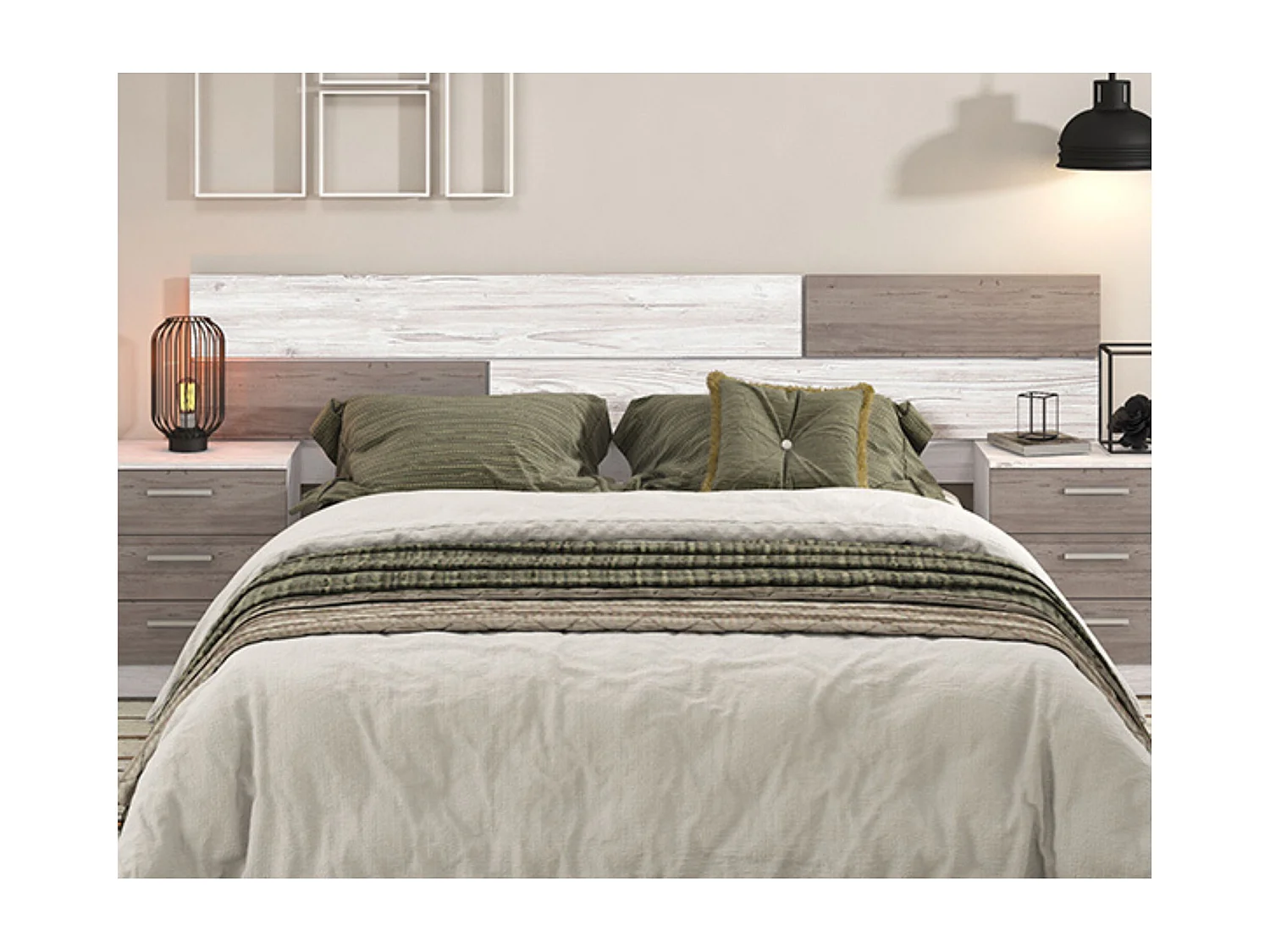 Meyvaser - Cabezal para Cama de Matrimonio, Cabecero, Color Andersen pino - Gris, Medidas: 220 cm (Ancho) x 51 cm (Alto) x 3 cm (Fondo)