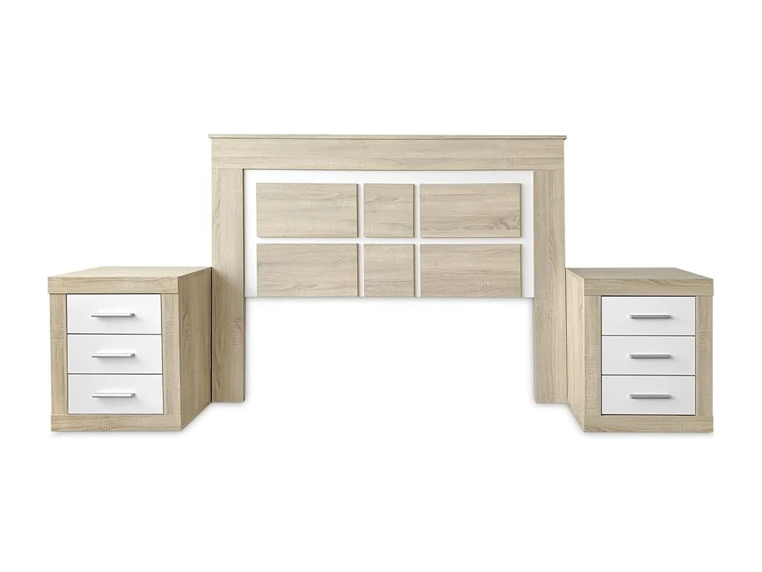 BricoExpo - Cabezal para Cama de Matrimonio con patas, Color Cambria y Blanco, Medidas: 160 cm (Ancho) x 119,3 cm (Alto) x 3,8 cm (Fondo)