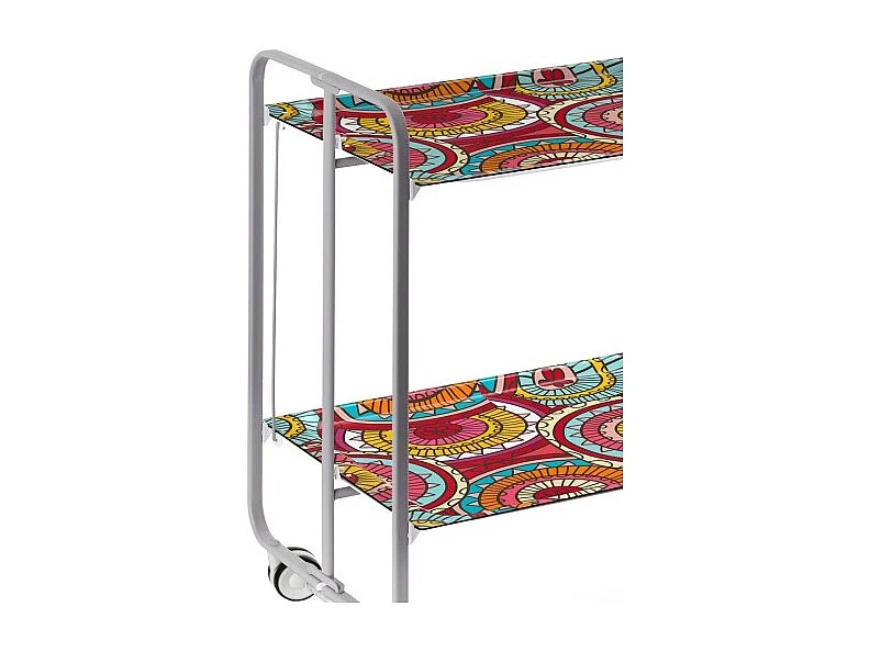 Carrito auxiliar plegable con ruedas - Estructura metálica gris, 2 estantes laminados decorado Abstracto – 72*66*43 cm - BAUHAUS