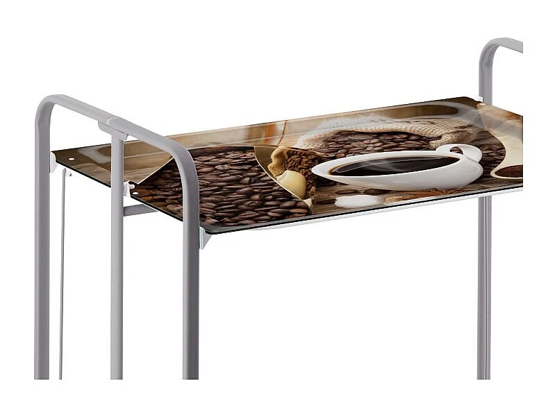 Carrito auxiliar plegable con ruedas - Estructura metálica gris, 2 estantes laminados Decorado Café – 72*66*43 cm - BAUHAUS