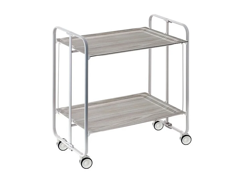 Carrello pieghevole con ruote - Struttura in metallo grigio, 2 ripiani in laminato color Frassino - 72*66*43 cm - BAUHAUS