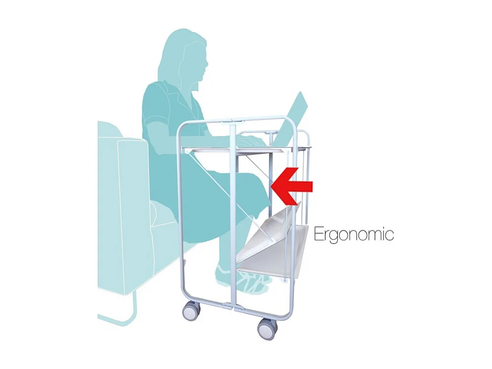 Klappbarer Servierwagen mit Rädern - Grauer Metallrahmen, 2 weiße laminierte Etagen - 72*66*43 cm - BAUHAUS