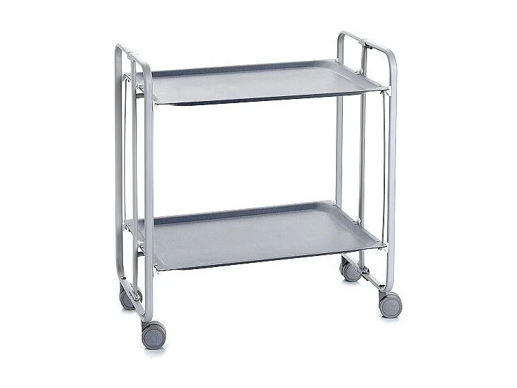 Carrito auxiliar plegable con ruedas - Estructura metálica gris, 2 estantes laminados color gris – 72*66*43 cm - BAUHAUS