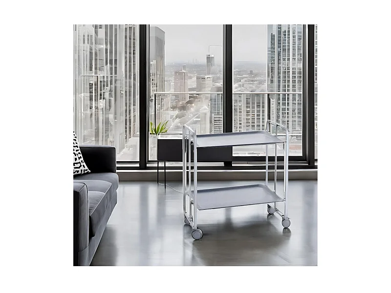 Carrello pieghevole con ruote - Struttura in metallo grigio, 2 ripiani in laminato grigio - 72*66*43 cm - BAUHAUS