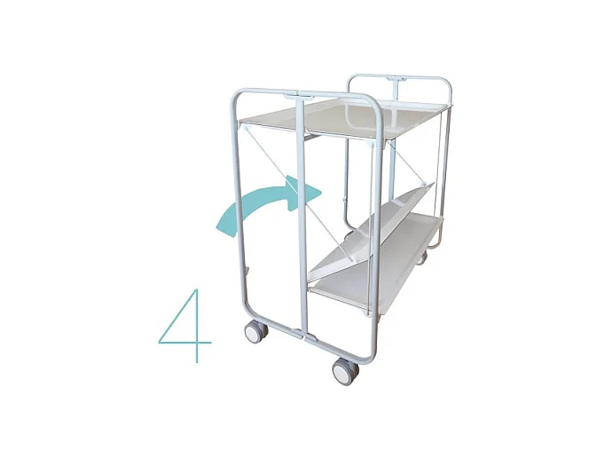 Klappbarer Servierwagen BAUHAUS mit Rollen – Metallgestell grau, 2 Ebenen, 4 Positionen
