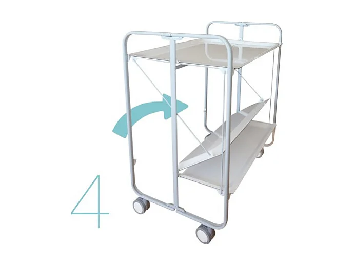 Chariot pliant à roulettes - Structure métallique grise, 2 niveaux en stratifié motif Hiboux - 72*66*43 cm - BAUHAUS