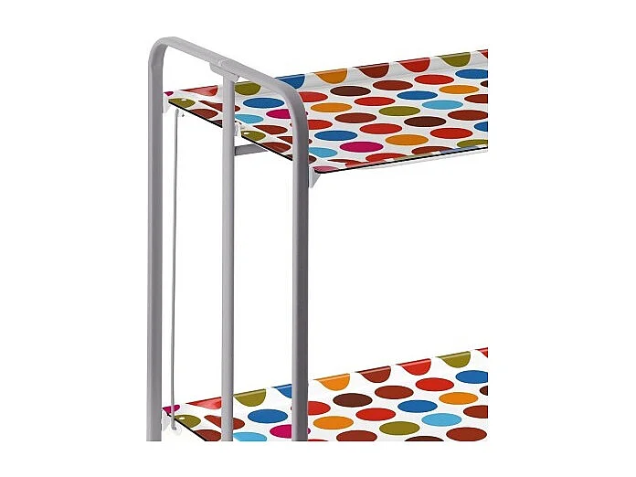 Chariot pliant à roulettes - Structure métallique grise, 2 niveaux en stratifié motif Ronds couleurs - 72*66*43 cm - BAUHAUS