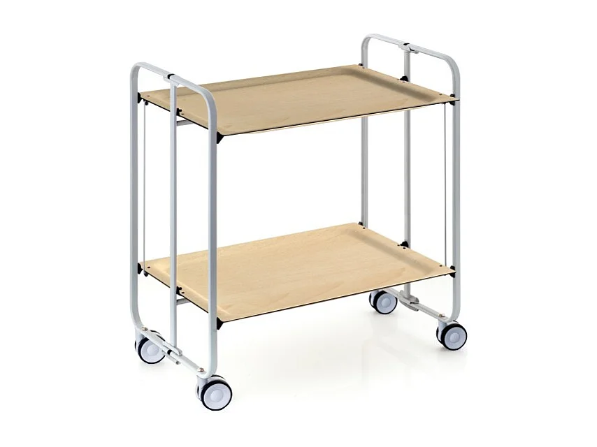 Carrito auxiliar plegable con ruedas - Estructura metálica gris, 2 estantes laminados color Haya – 72*66*43 cm - BAUHAUS