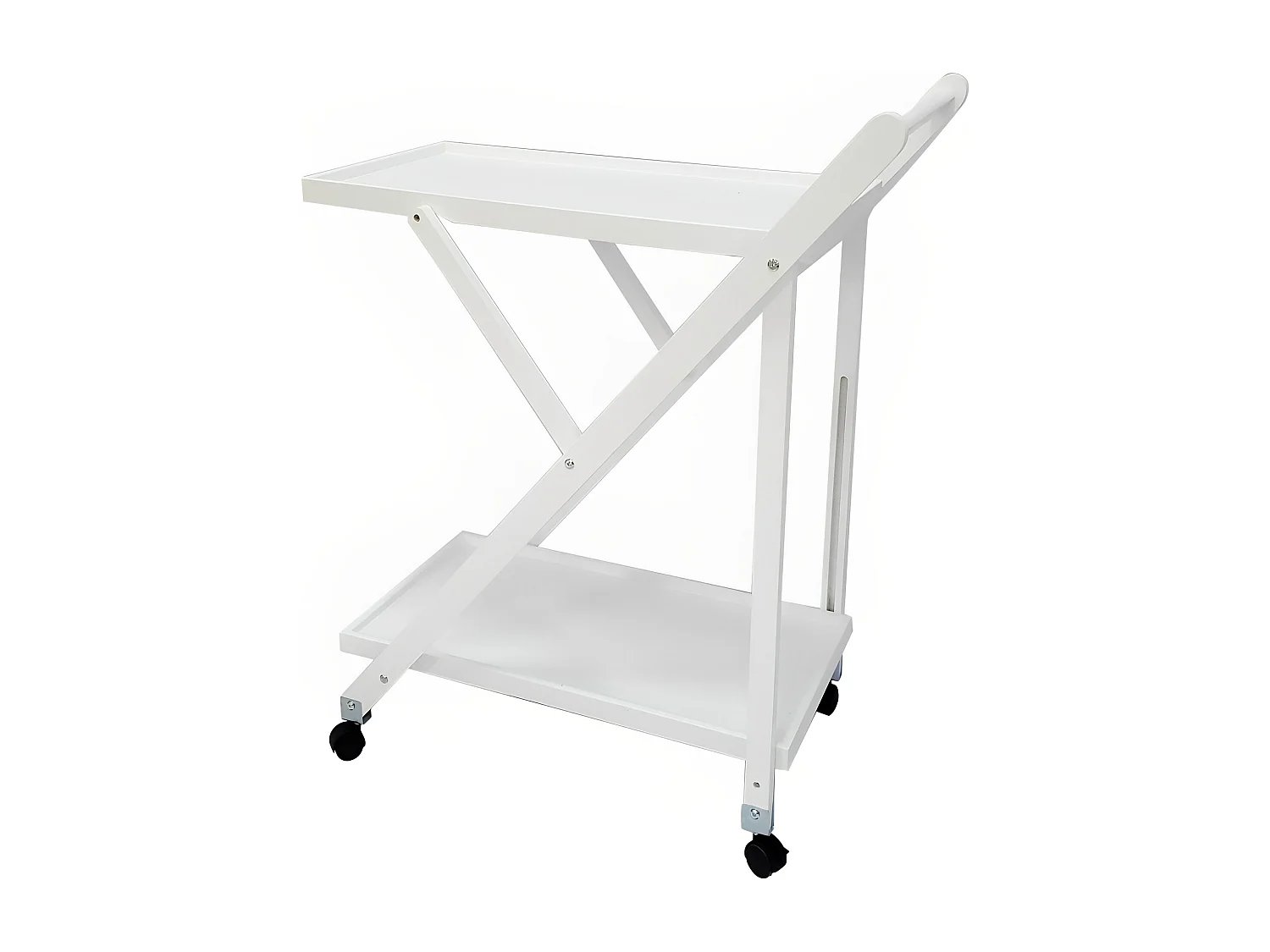 Meyvaser - Camarera Plegable con Ruedas, Carro de servicio 65x40x85cm Color Blanco