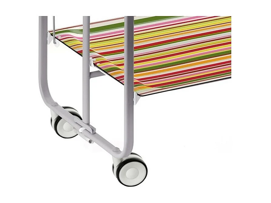 Klappbarer Wagen mit Rädern - Graues Metallgestell, 2 Etagen laminiert, gestreiftes Dekor  - 72*66*43 cm - BAUHAUS