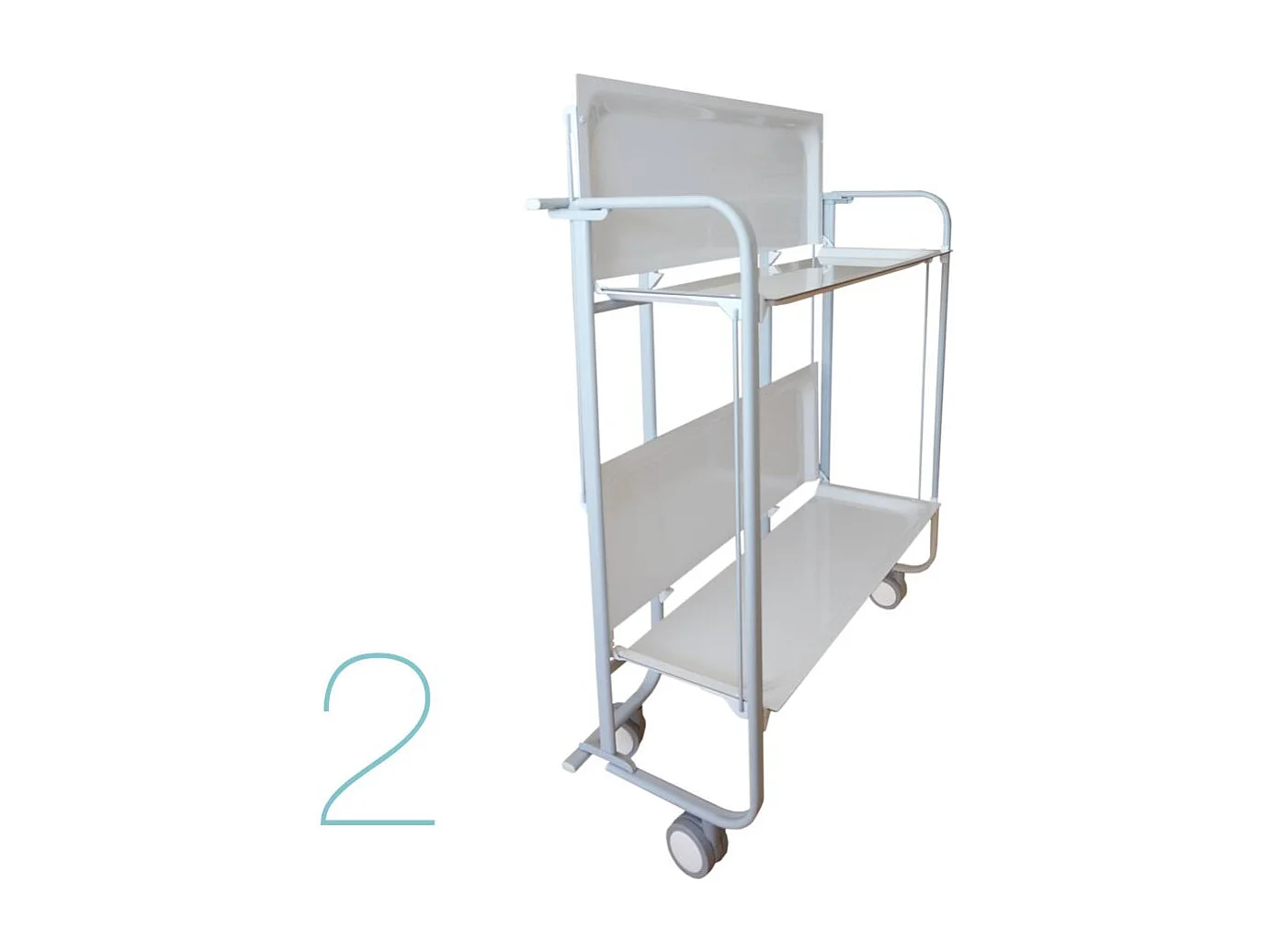 Carrito auxiliar plegable con ruedas - Estructura metálica gris, 2 estantes negros laminados – 72*66*43 cm - BAUHAUS