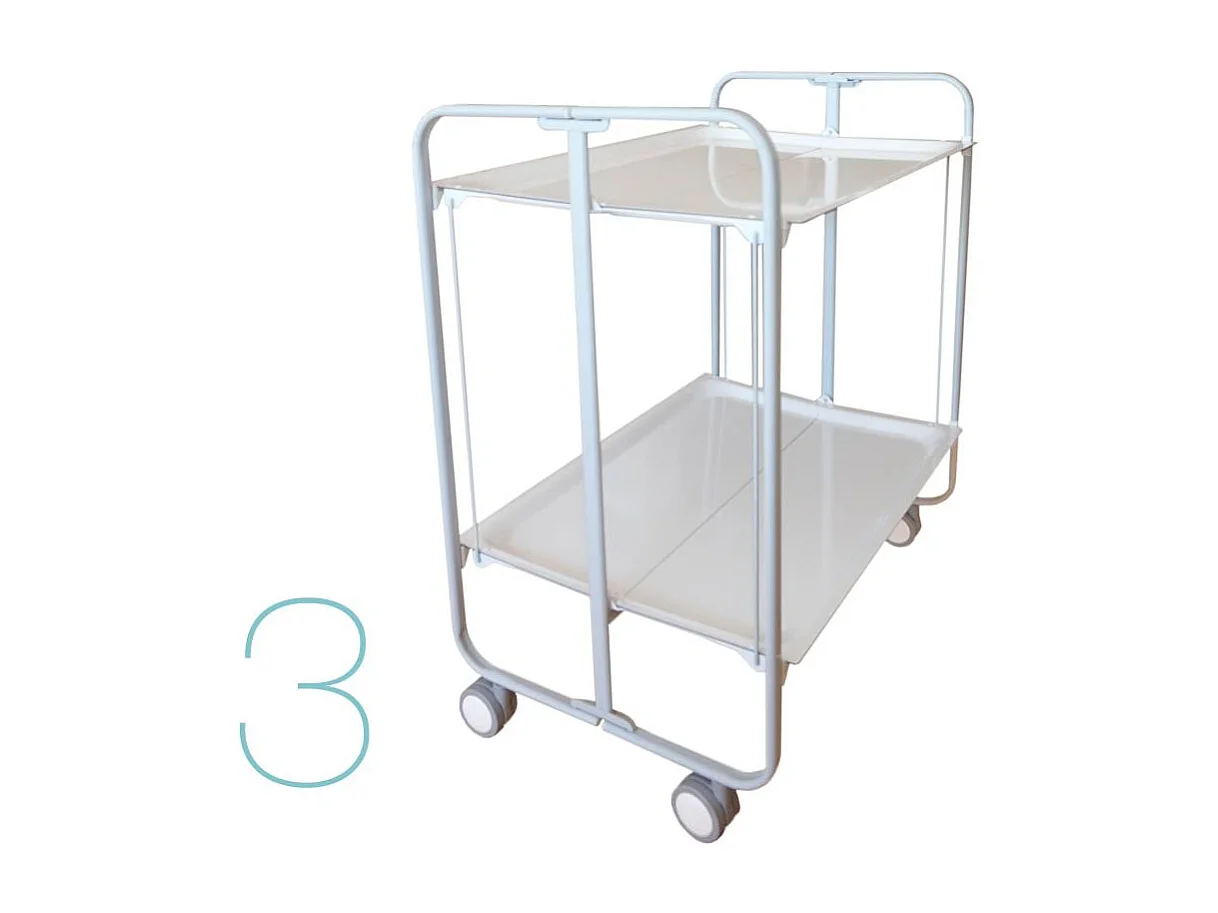 Carrito auxiliar plegable con ruedas - Estructura metálica gris, 2 estantes negros laminados – 72*66*43 cm - BAUHAUS
