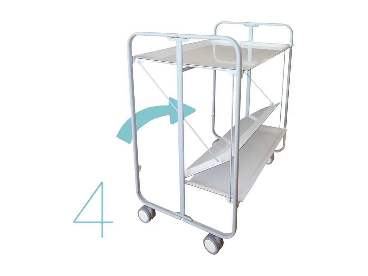 Carrito auxiliar plegable con ruedas - Estructura metálica gris, 2 estantes negros laminados – 72*66*43 cm - BAUHAUS