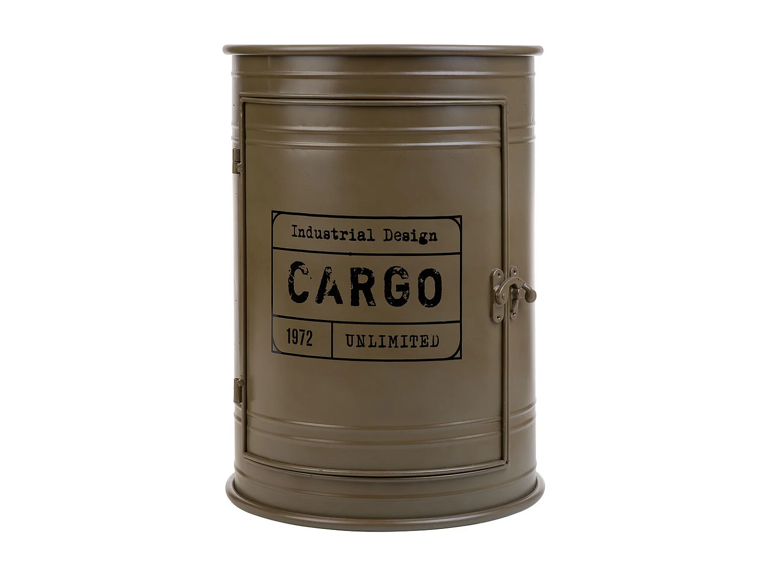 Regaltisch aus Metall und Holz mit grün bedrucktem Innenregal D34x46