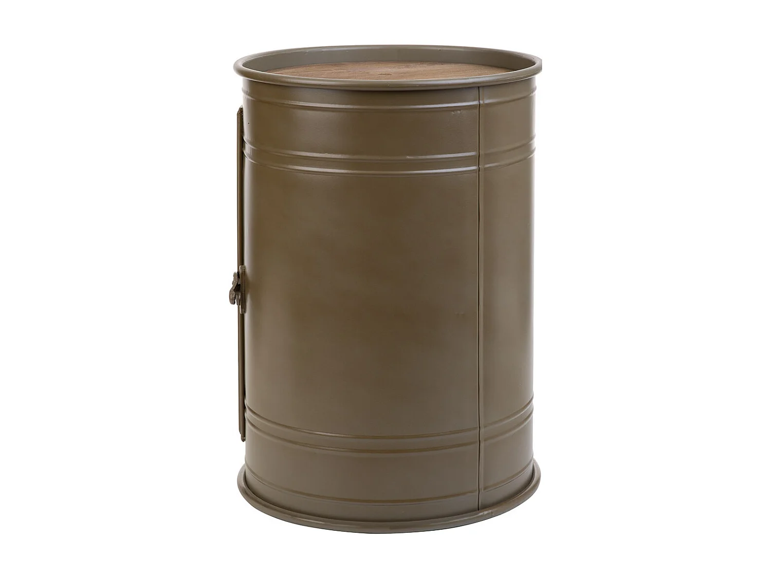 Regaltisch aus Metall und Holz mit grün bedrucktem Innenregal D34x46