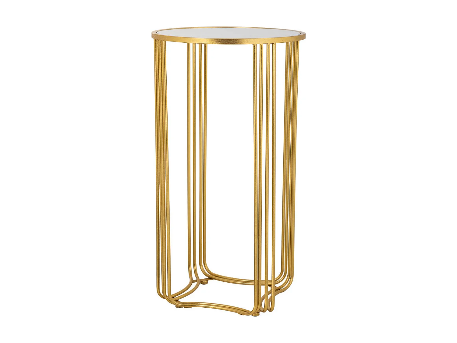 Mesa de canto redonda em metal dourado 38x38x70