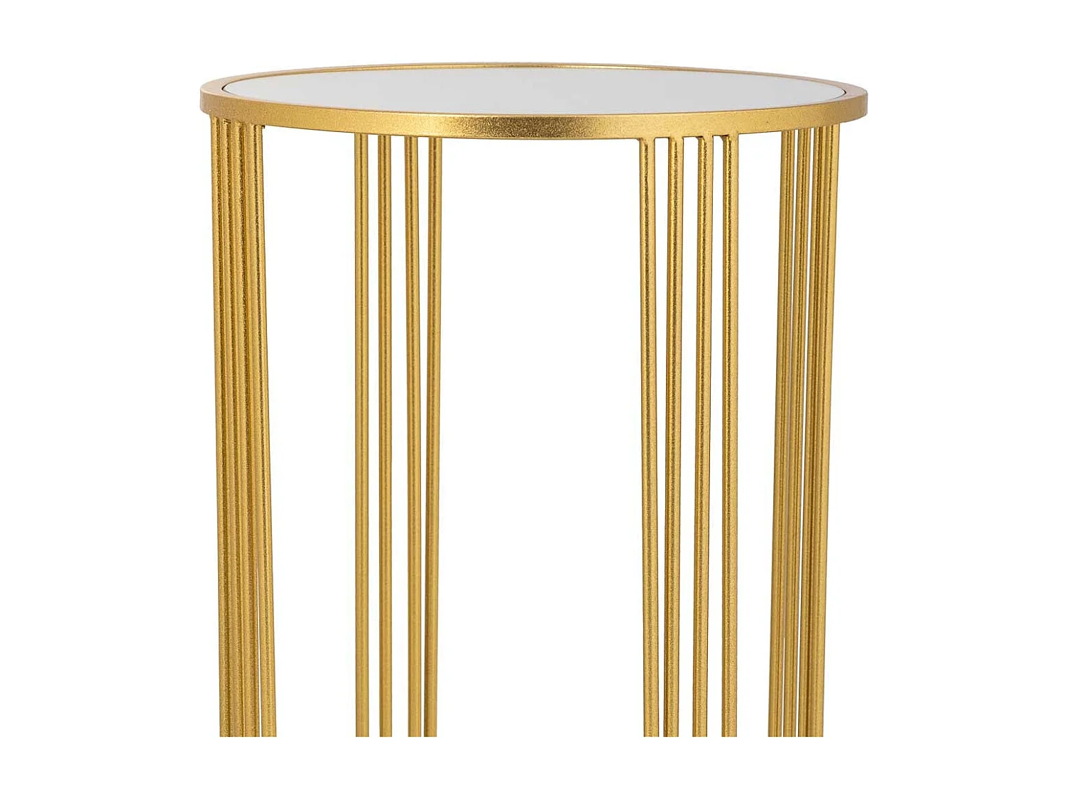 Mesa de canto redonda em metal dourado 38x38x70