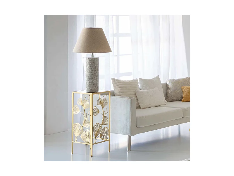 Quadratischer Ecktisch aus goldfarbenem Metall, 31 x 31 x 71 cm