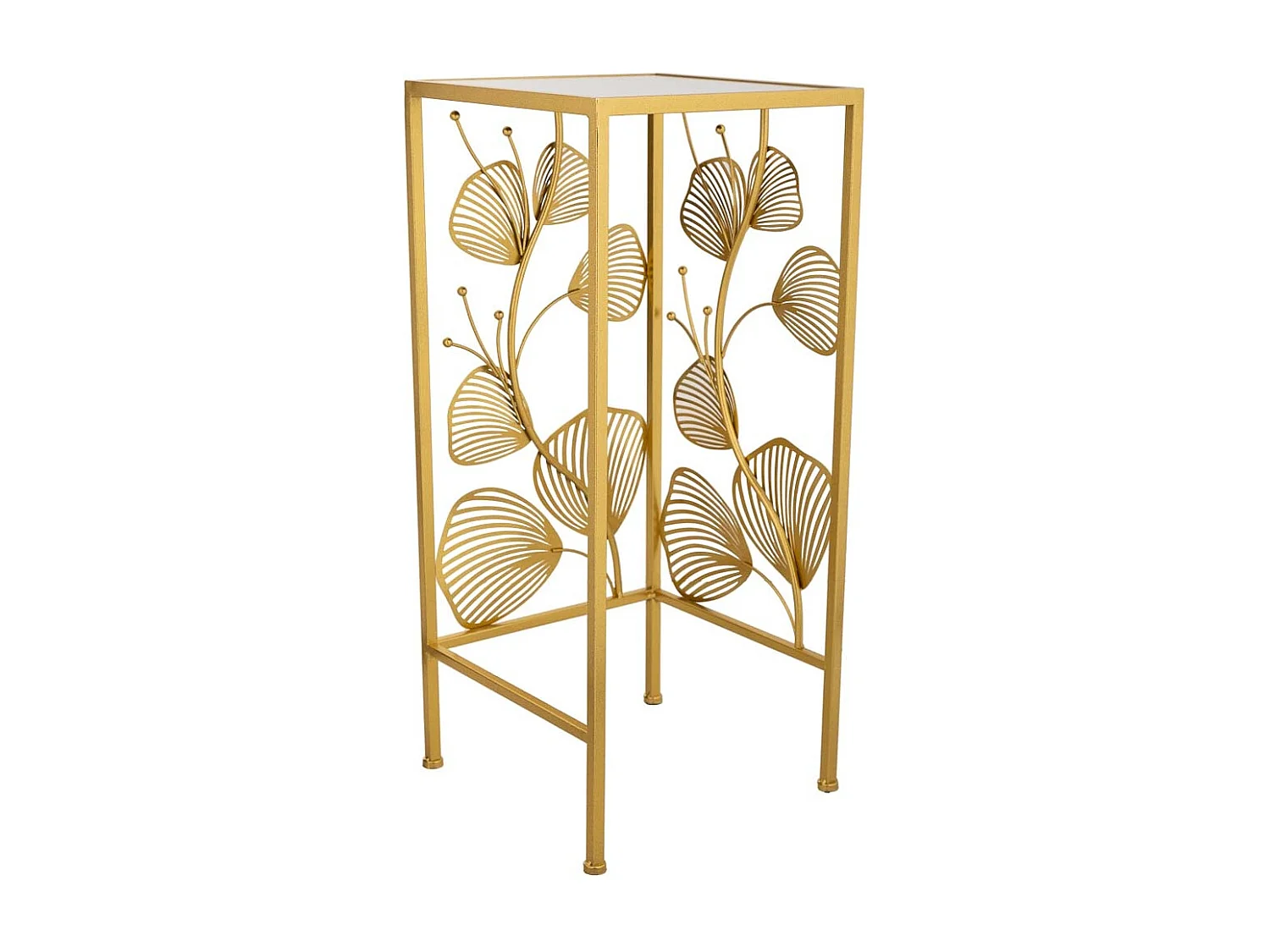 Mesa de canto quadrada em metal dourado 31x31x71