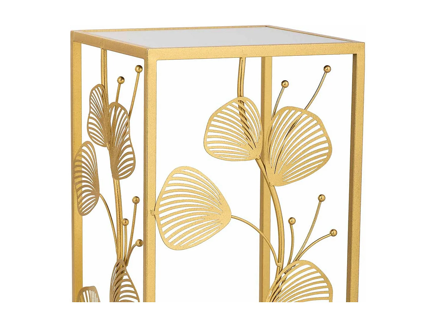 Mesa de canto quadrada em metal dourado 31x31x71