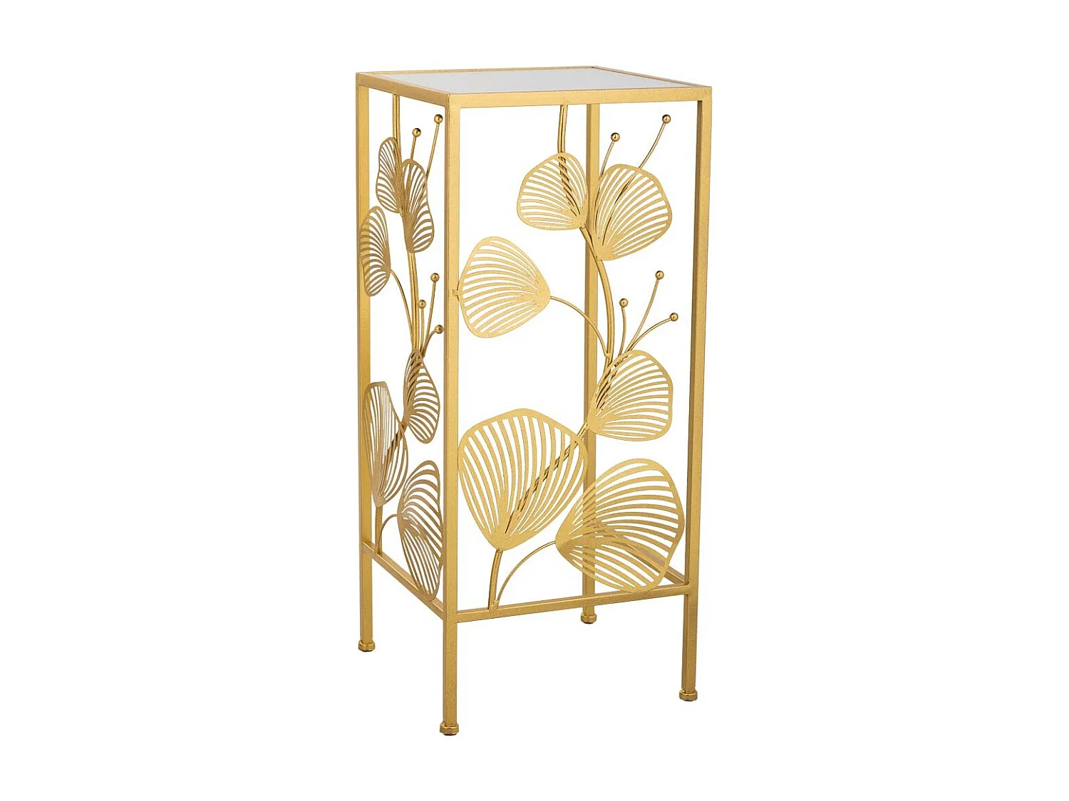 Mesa de canto quadrada em metal dourado 31x31x71