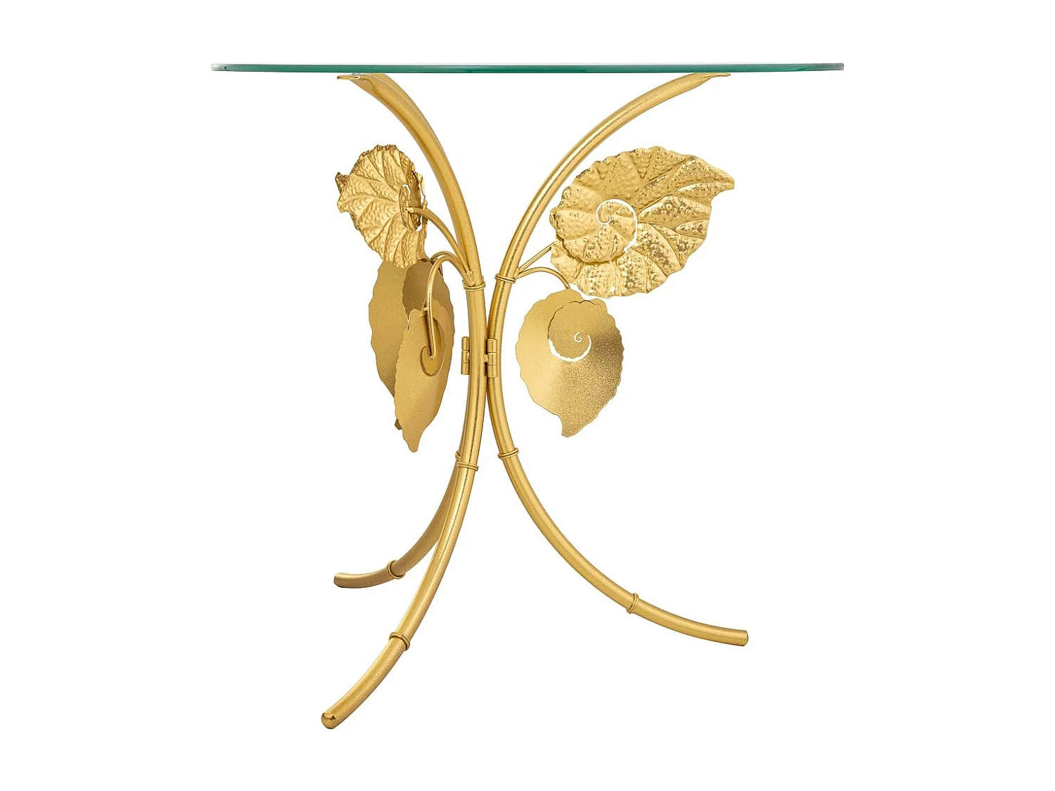 Mesa de canto redonda em metal dourado D70x70