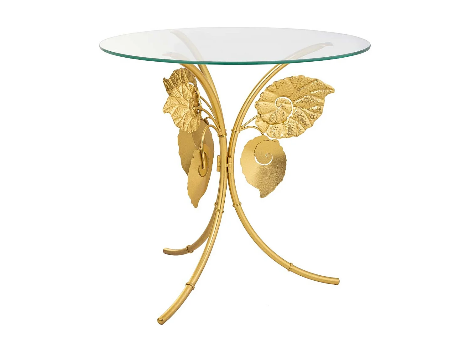 Mesa de canto redonda em metal dourado D70x70