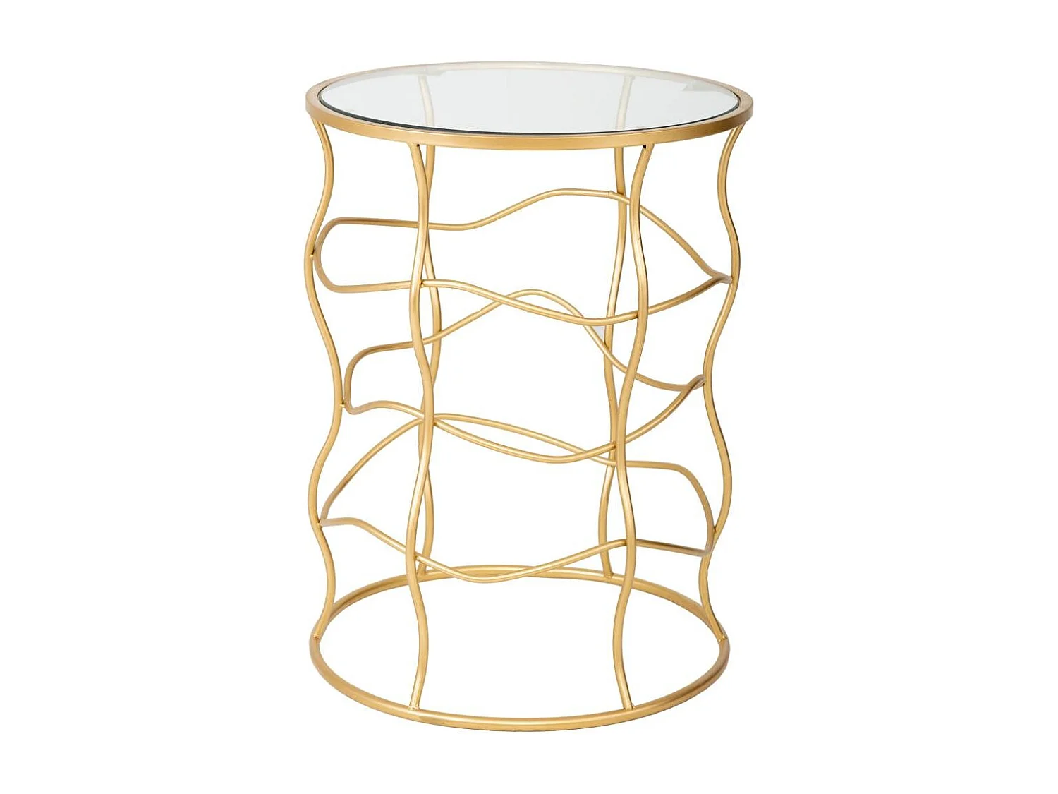 Table d'appoint en métal doré et verre D46x60