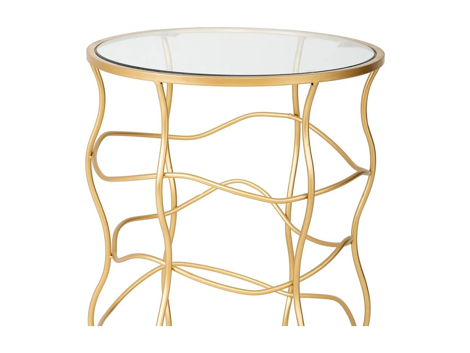 Table d'appoint en métal doré et verre D46x60