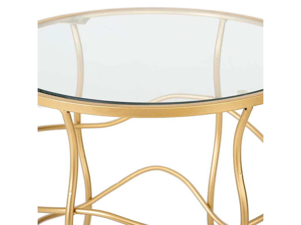 Table d'appoint en métal doré et verre D46x60