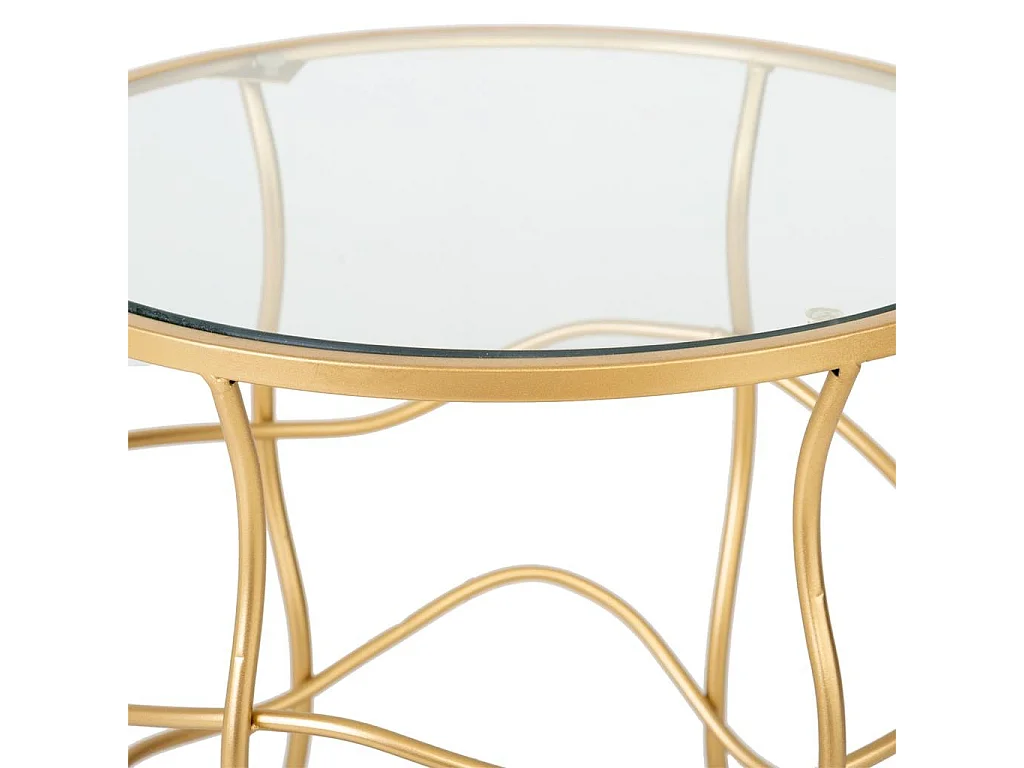 Mesa de apoio em metal dourado e vidro D46x60