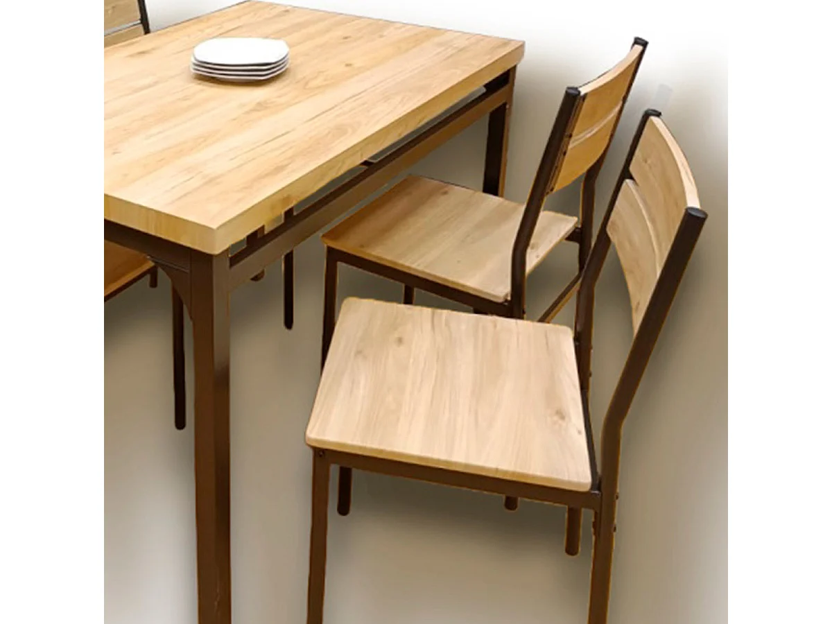 Conjunto Mesa y 4 Sillas de Cocina/Comedor | Estilo Industrial | Medidas Mesa: 110 x 70 x 75 cm | Medidas Silla: 40 x 45 x 82 cm