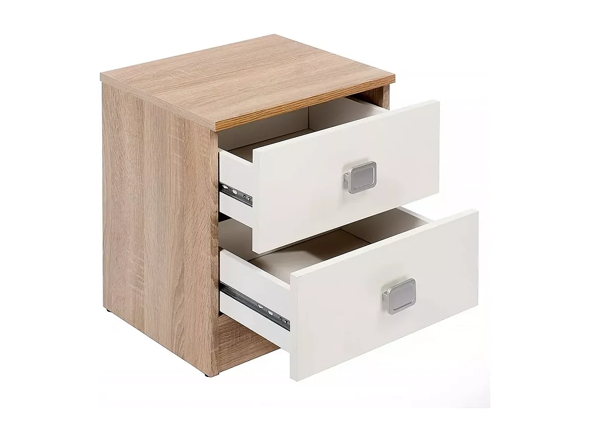 BricoExpo Pack Cabecero y 2 Mesitas de Noche, Color cambrian y blanco, Dormitorio Doble de Matrimonio o Juvenil, Medidas:160x45x1,6 cm