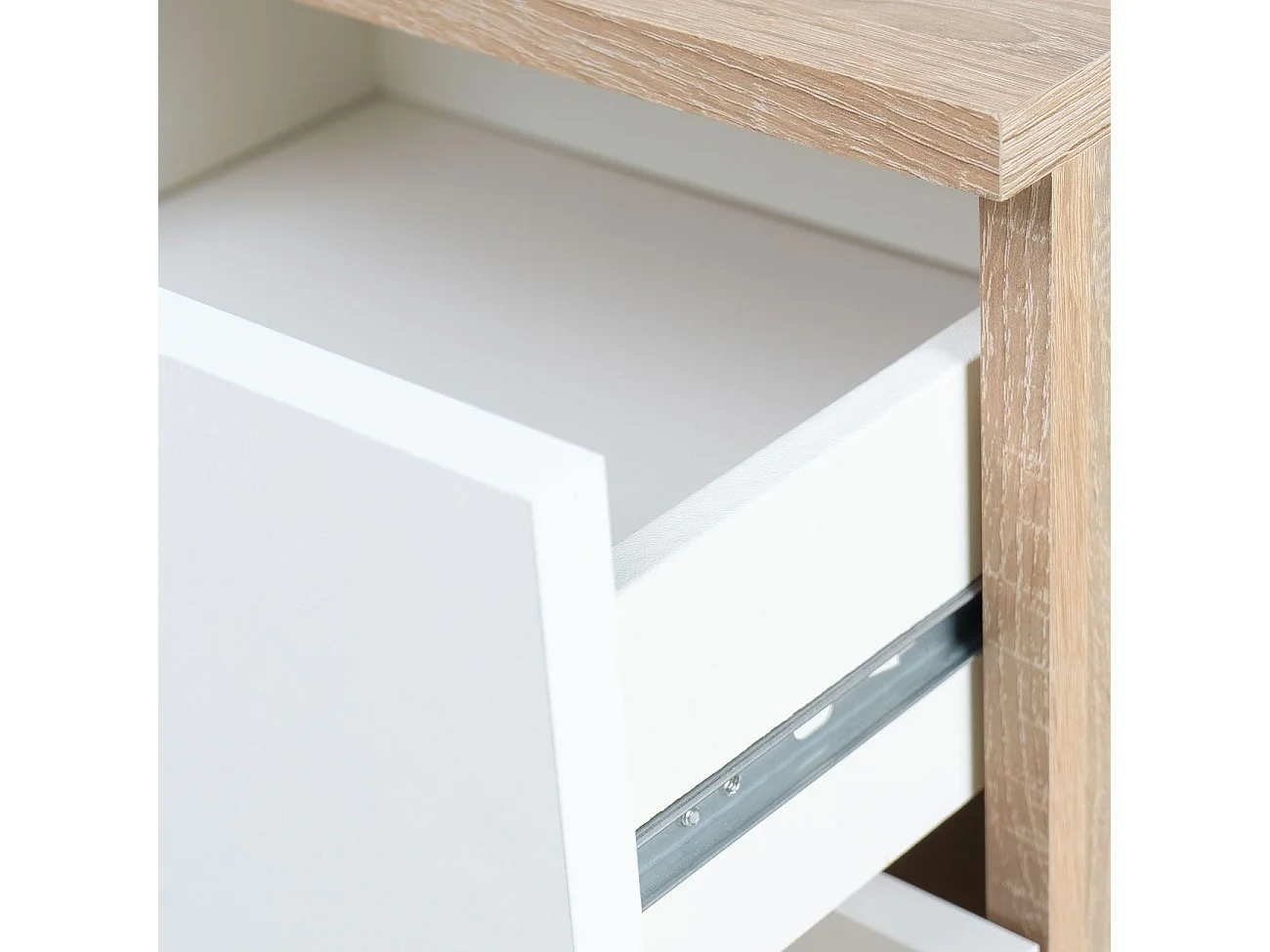 BricoExpo Pack Cabecero y 2 Mesitas de Noche, Color cambrian y blanco, Dormitorio Doble de Matrimonio o Juvenil, Medidas:160x45x1,6 cm