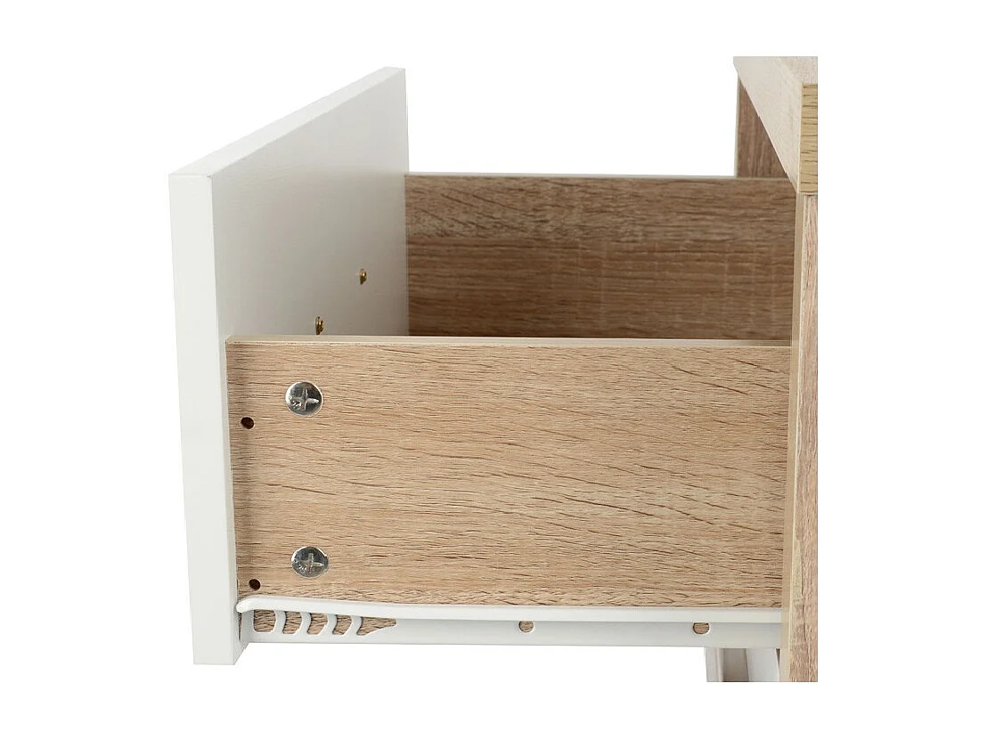 Conjunto Dormitorio Sinfonier + 2 mesillas de Noche, Color Cambria Y Frentes de CajÓn En Color Blanco