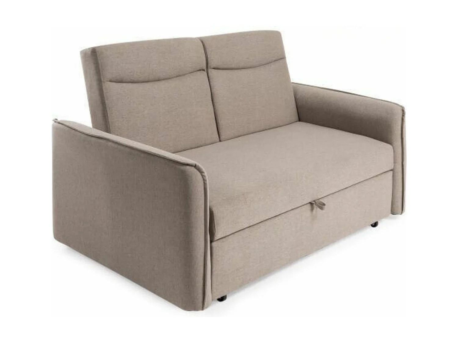 Sofá Cama 2 Plazas Tapizado en Tela Marrón Claro – Sistema de Apertura Delfín y Respaldo Abatible, Apertura Parcial o Total 150X100X96 cm. (laxalxfon)