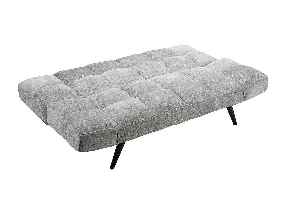Sofá Cama Tapizado en Tela con Brazos articulados y Tapizado en Color Gris – Patas Metálicas en Acabado Cromo, Medidas Cerrado: 181x86x81 cm