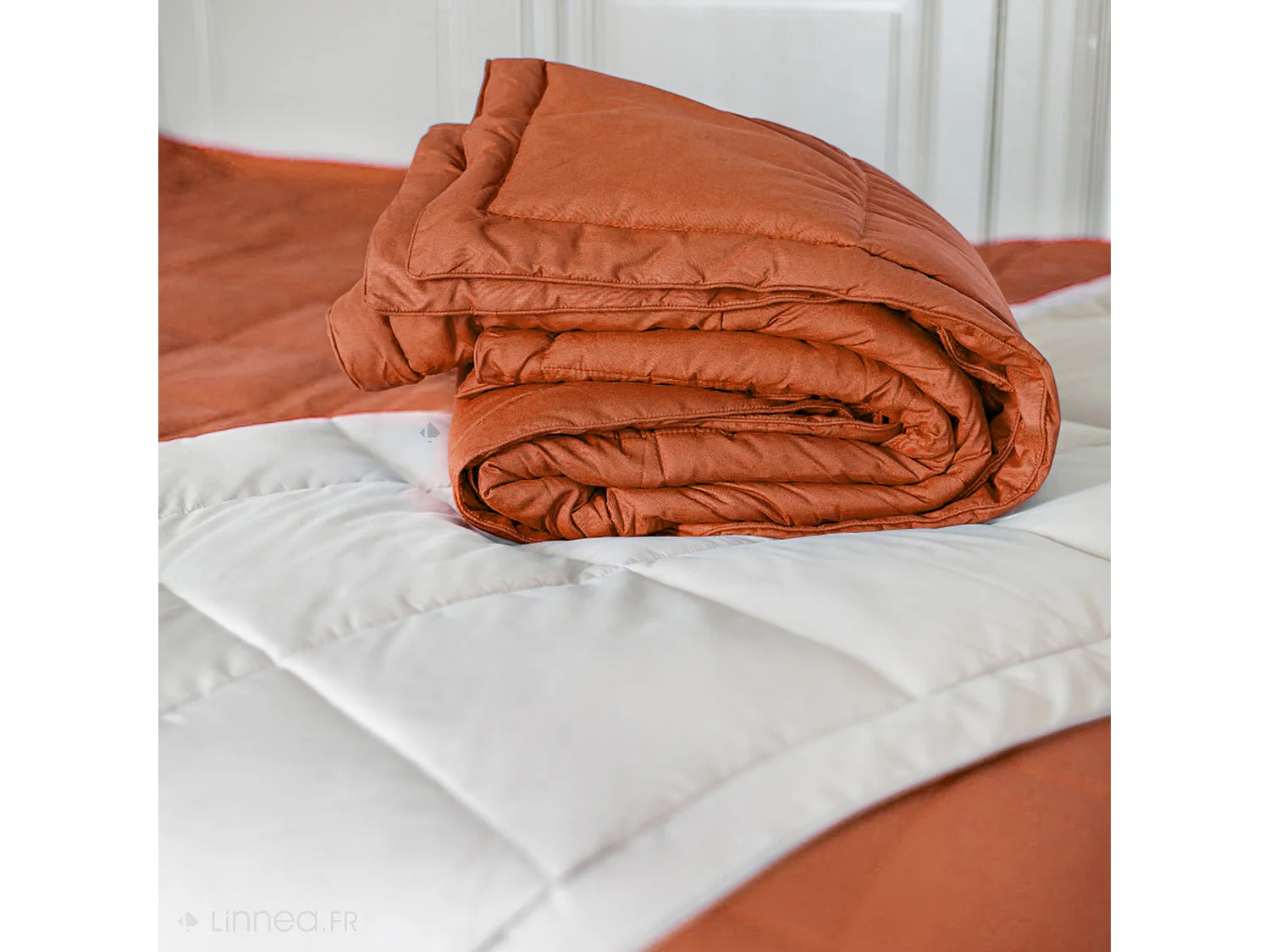 Dessus de lit polyester microfibre 260x240 cm LAZY rose gingembre