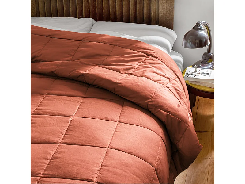 Dessus de lit polyester microfibre 260x240 cm LAZY rose gingembre