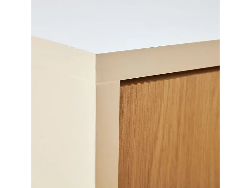 Meyvaser Aparador, Buffet, Salón Comedor 3 Puertas, Armario Auxiliar Color Blanco y Roble, Medidas: 138 cm x 70 x 39,5