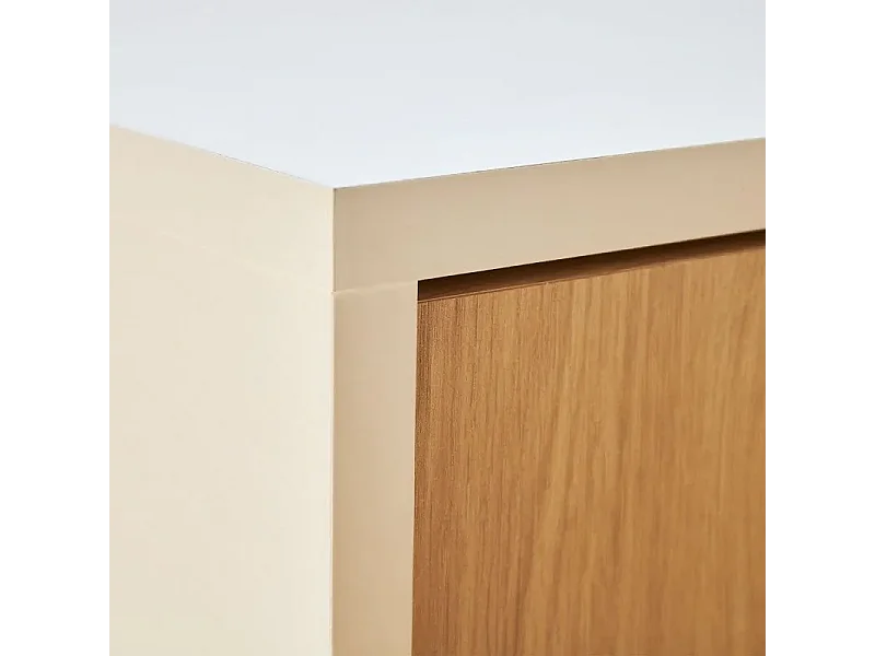 Meyvaser Aparador, Buffet, Salón Comedor 3 Puertas, Armario Auxiliar Color Blanco y Roble, Medidas: 138 cm x 70 x 39,5