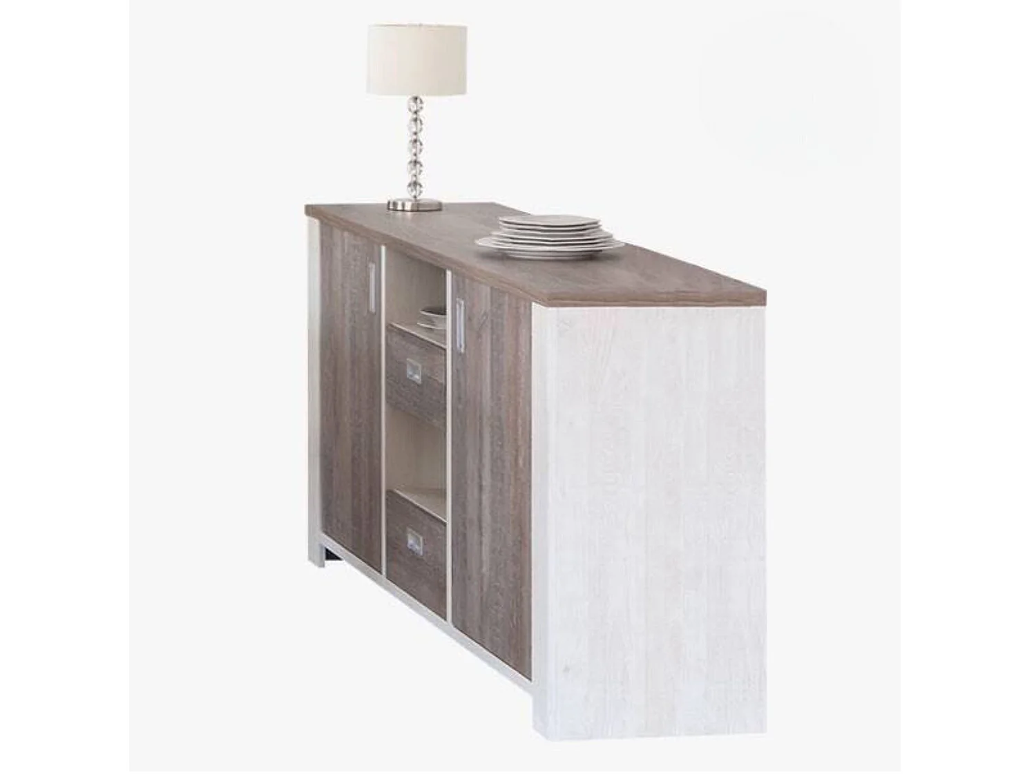 Mueble Aparador para Comedor | 2 Puertas y 2 Cajones | Acabado en Pino Decapado y Frentes de Pino | Medidas: 190 x 44 x 85 cm (Ancho x Fondo x Alto)