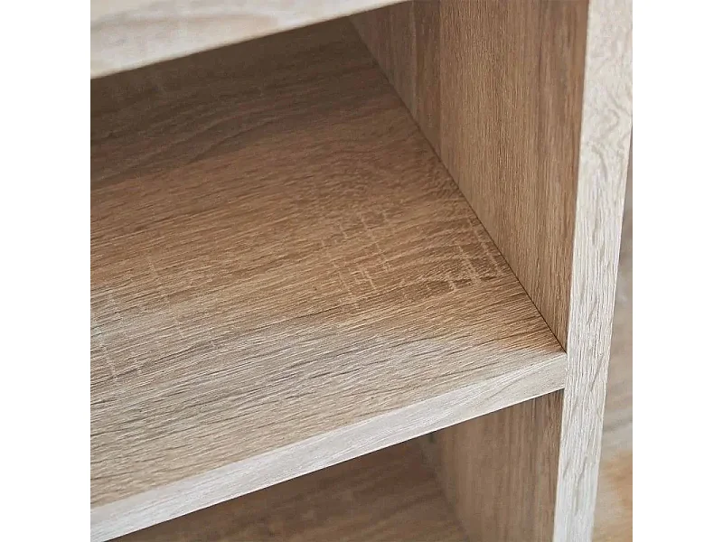 Mueble de TV de Diseño Nórdico + 2 Estantes, 2 Compartimentos de Almacenamiento y 2 Puertas,Cambrian-Negro, 49cm(Alto) x 180cm (Ancho) x 40cm (Fondo)