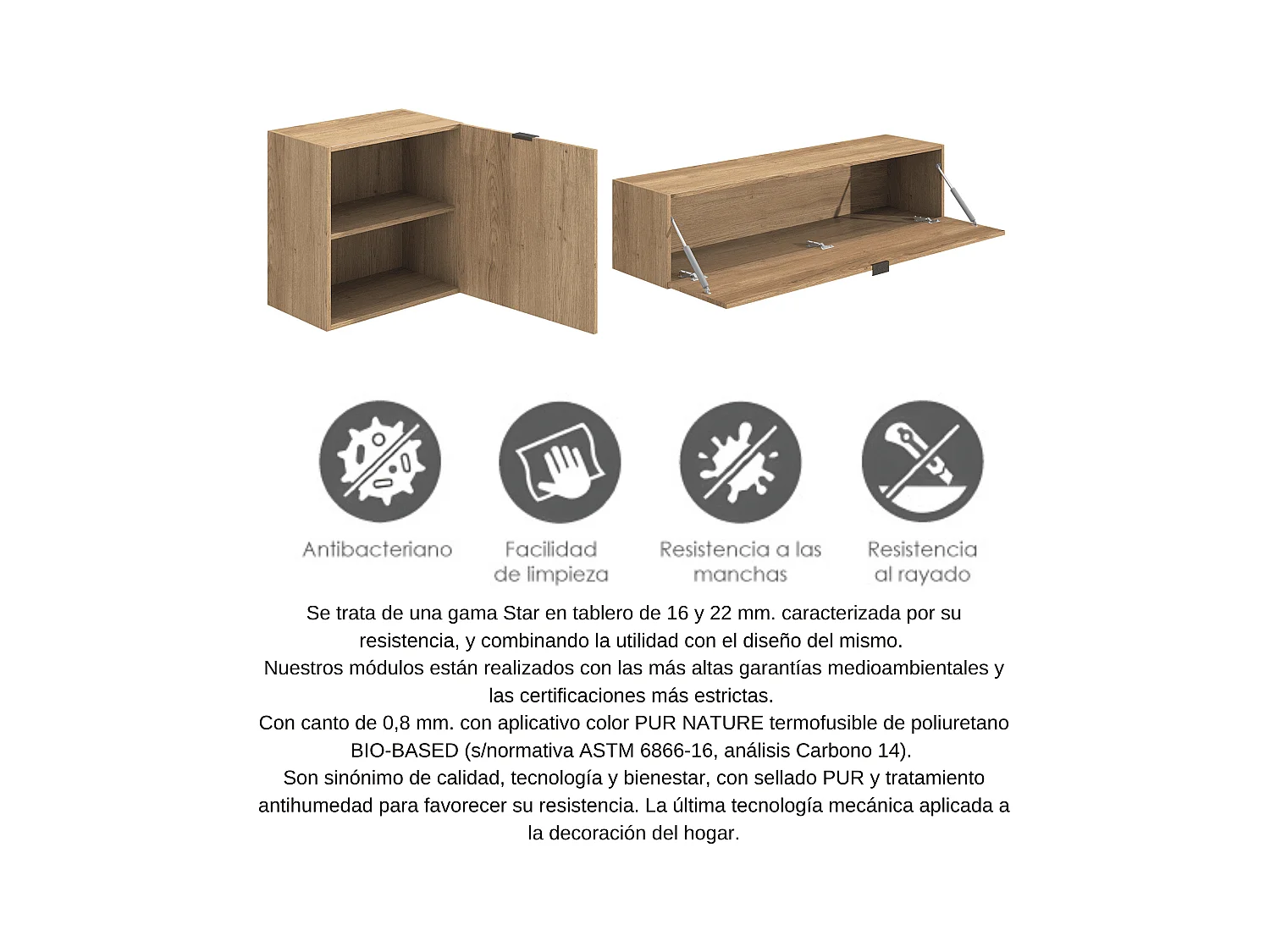 Meyvaser Mueble de salón y TV Conjunto muebles de salón apilable 301 Cm Ancho Color madera y blanco