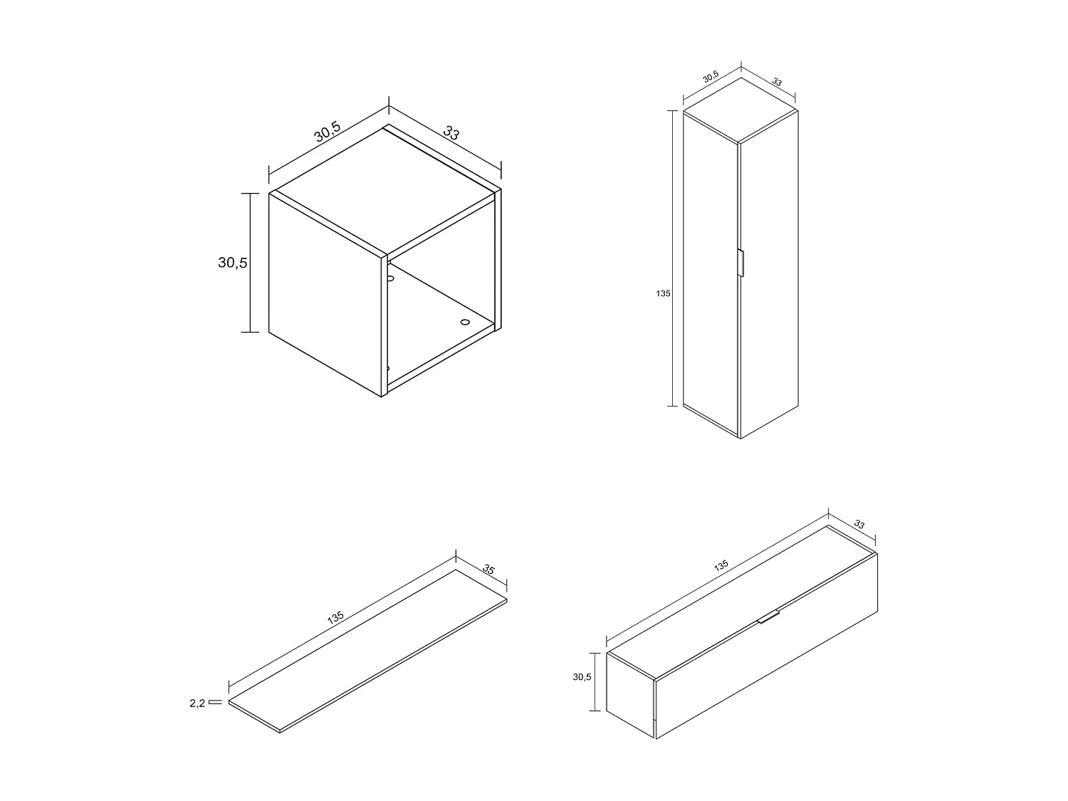 Meyvaser Mueble de salón y TV Conjunto muebles de salón apilable 196 Cm Ancho Color Madera y Blanco