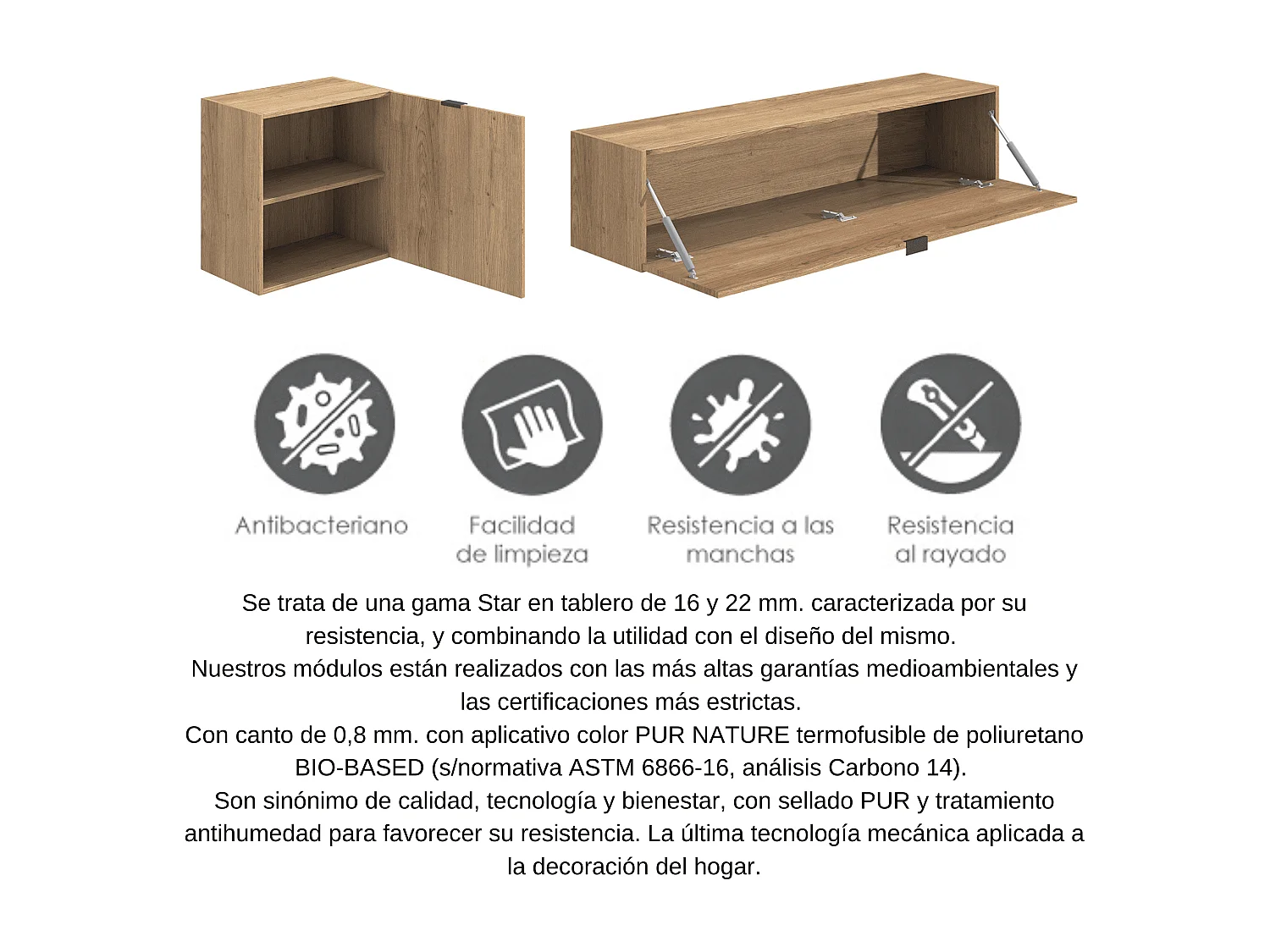 Meyvaser Mueble de salón y TV Conjunto muebles de salón apilable 245 Cm Ancho Color Madera y Blanco