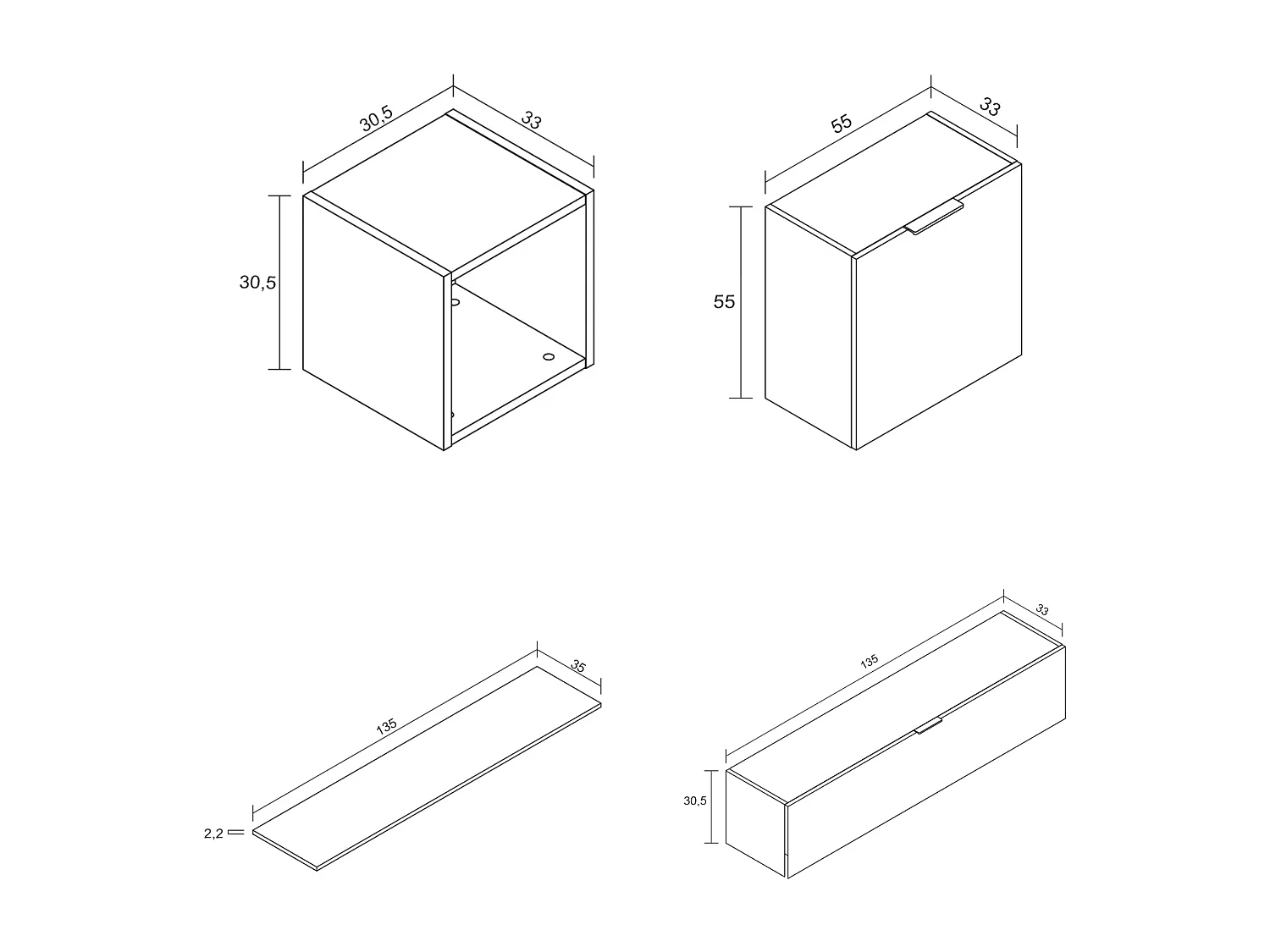 Meyvaser Mueble de salón y TV Conjunto muebles de salón apilable 245 Cm Ancho Color Madera y Blanco