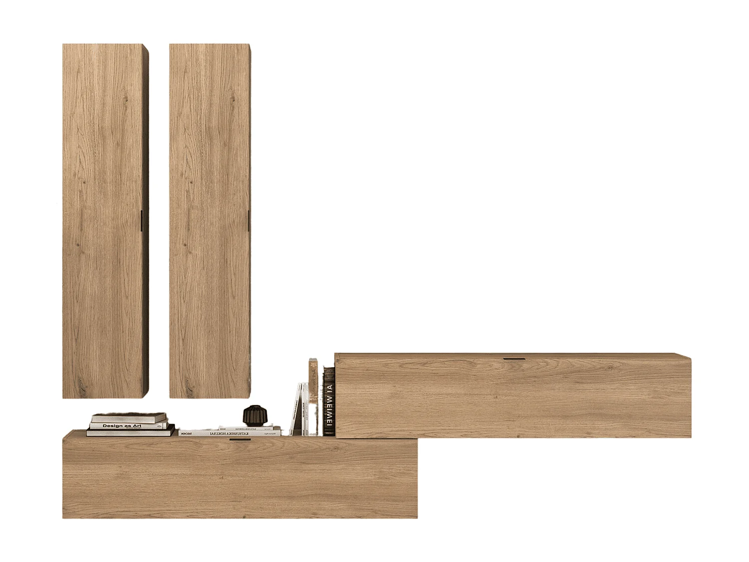 Meyvaser Mueble de salón y TV Conjunto muebles de salón apilable 235 Cm Ancho Color Madera y Blanco