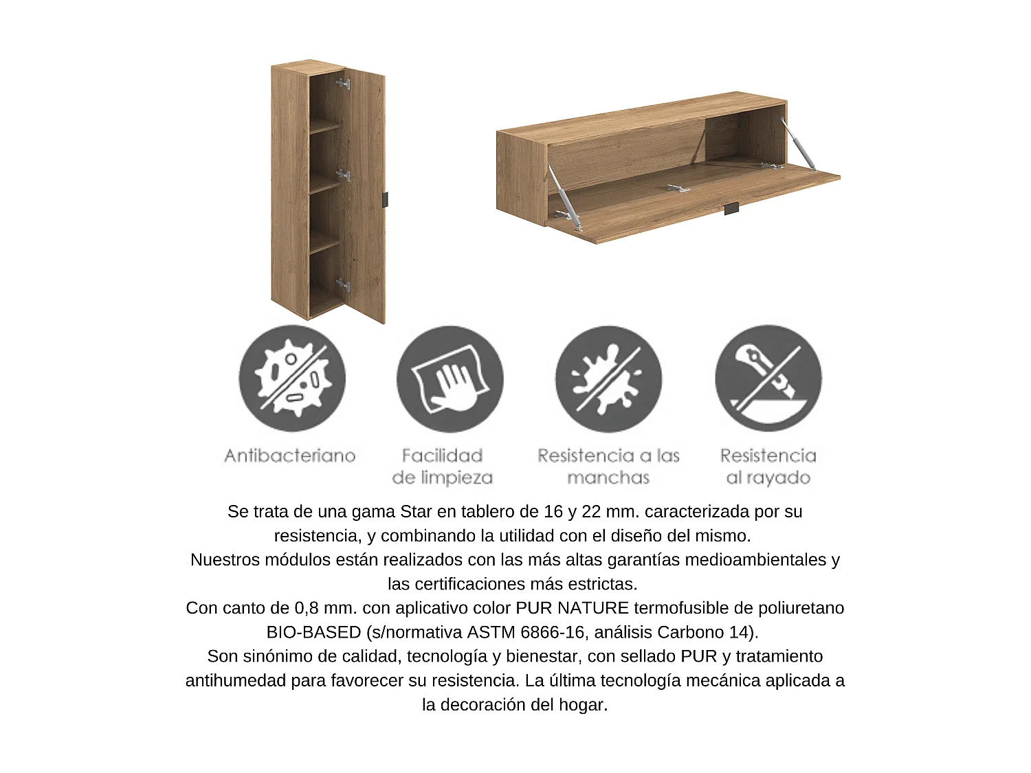 Meyvaser Mueble de salón y TV Conjunto muebles de salón apilable 235 Cm Ancho Color Madera y Blanco