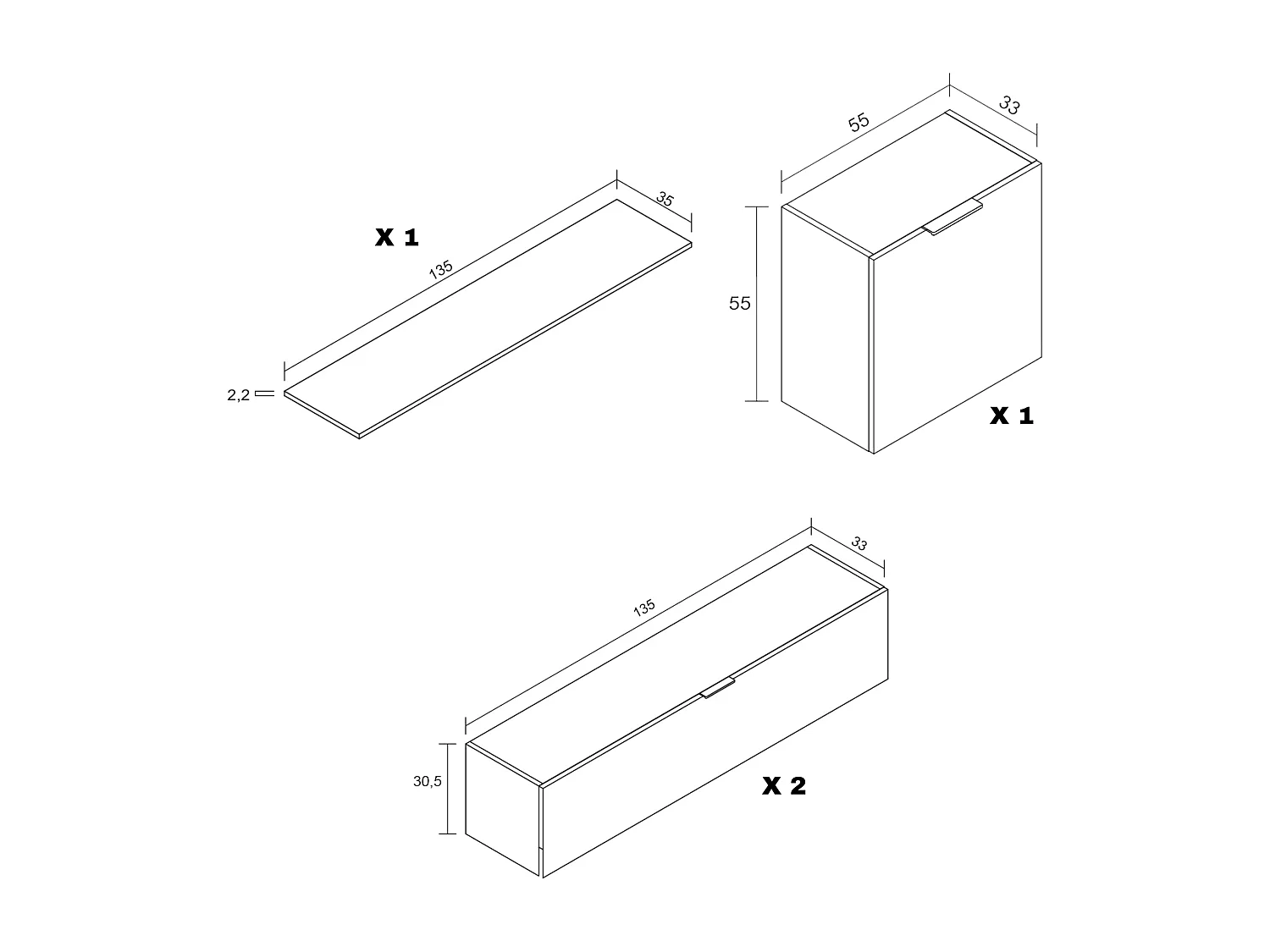 Meyvaser Mueble de salón y TV Conjunto muebles de salón apilable 235 Cm Ancho Color madera y blanco